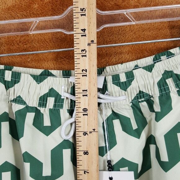 OAS Swimwear Mens Large Tan Green Wavy Pattern Swim Trunks Shorts ATLAS - Picture 8 of 10